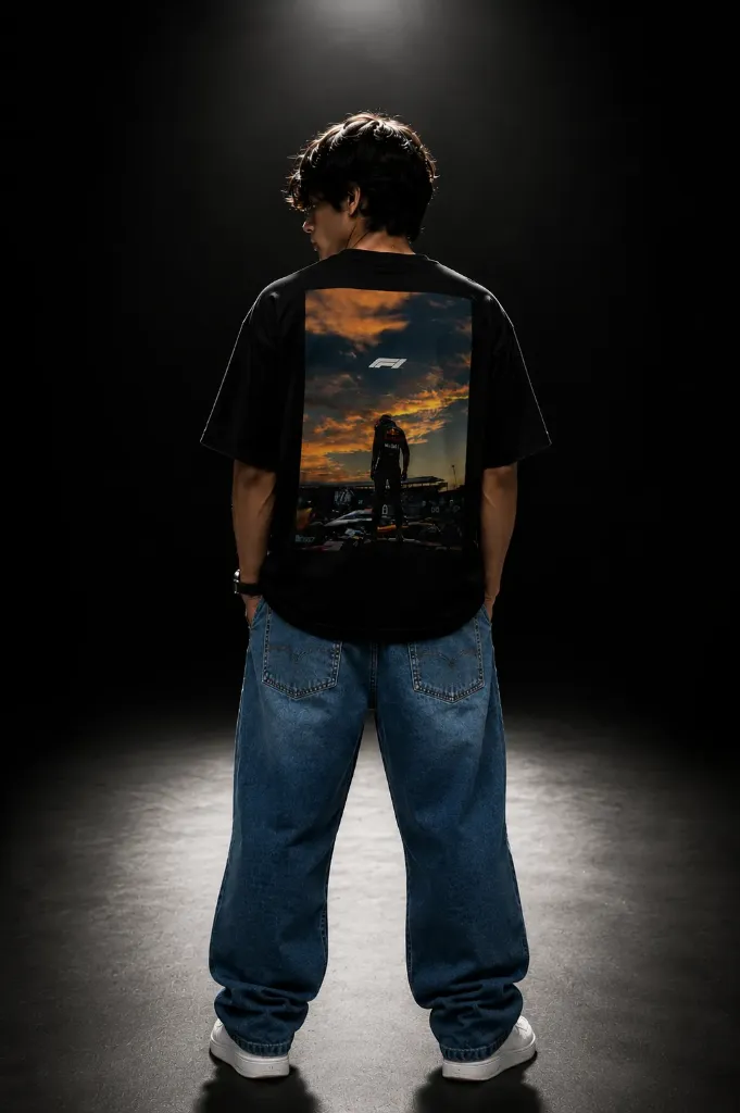 [F1-Black-Small] F1 -Oversize Tshirt (Black, Small)
