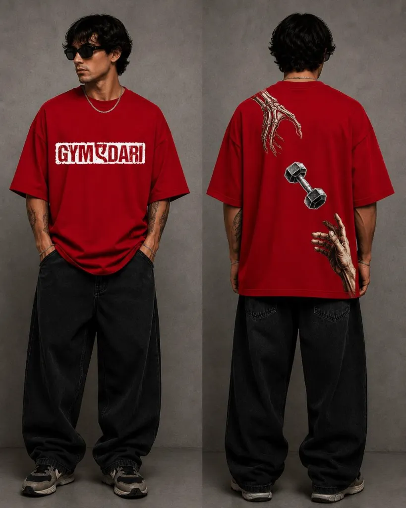 [Gymedari_Red_Small] Gymedari Oversize Tshirt (Red, Small)