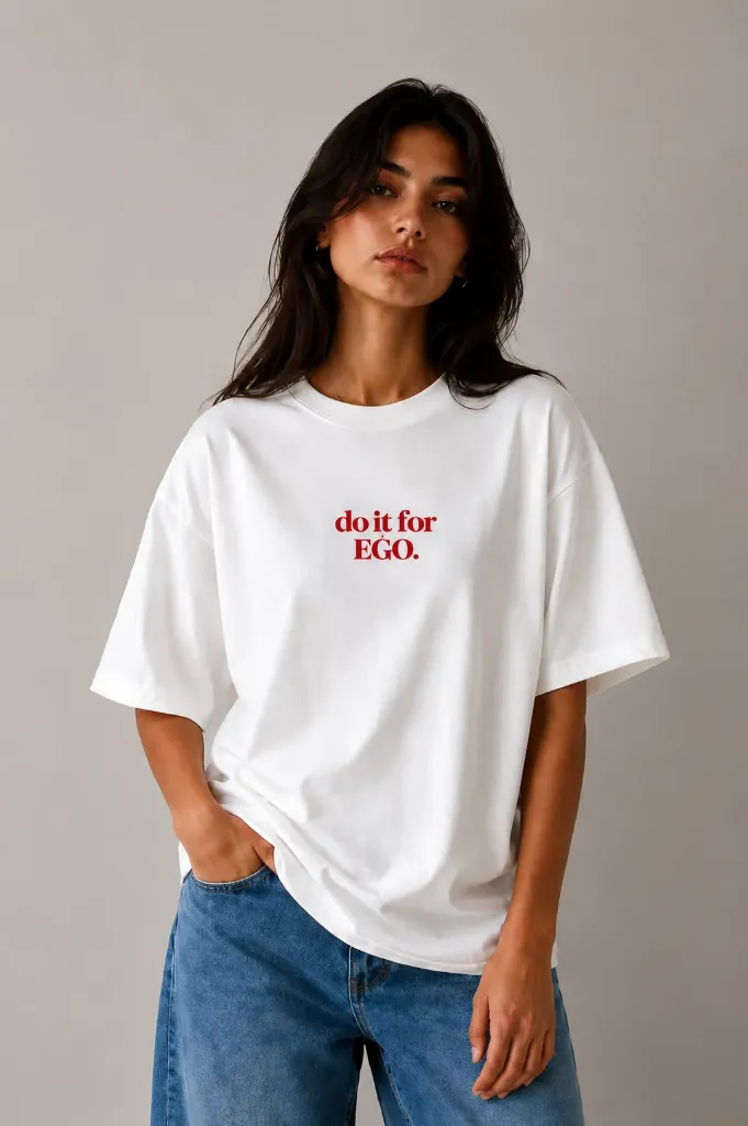 [Ego-White-Small] EGO -Oversize Tshirt (White, Small)