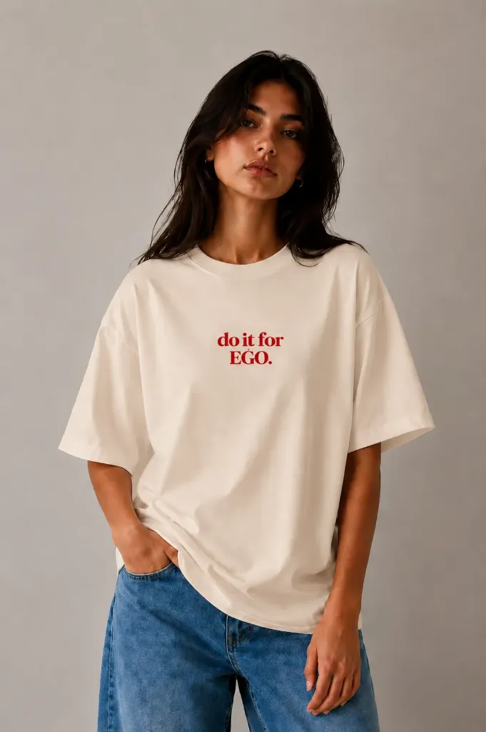 [Ego-Beige-Small] EGO -Oversize Tshirt (Beige, Small)