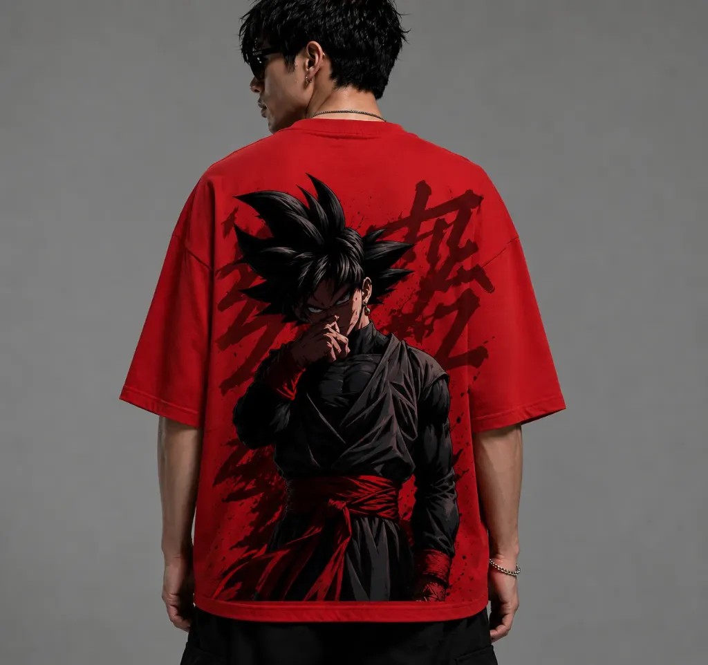 [Goku-Red-Small] Goku Oversize Tshirt (Red, Small)