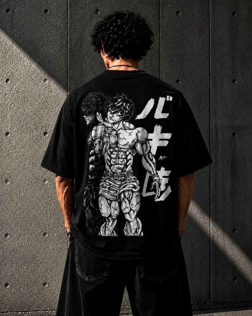 [Baki-Black-Small] Baki Hanma Oversize tshirt (Black, Small)
