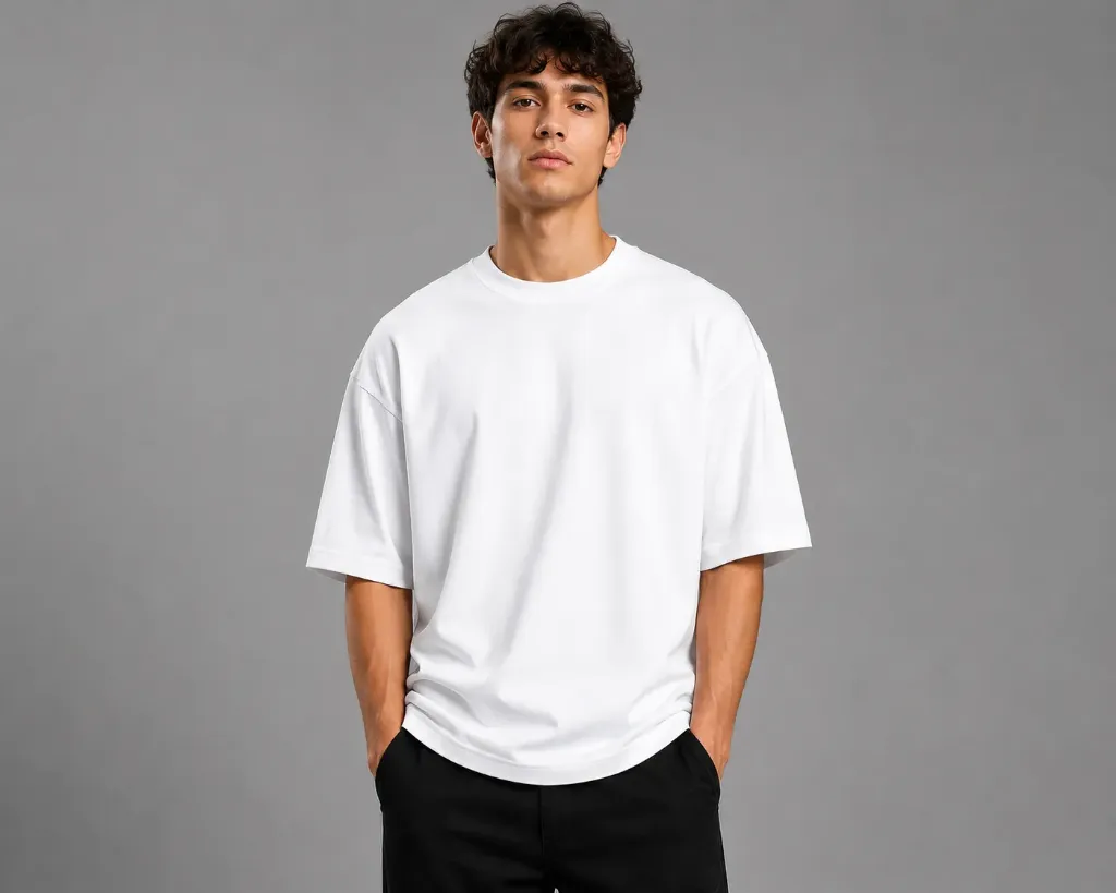 [Plain-White-Small] Oversize 220 GSM Tshirt (White, Small)