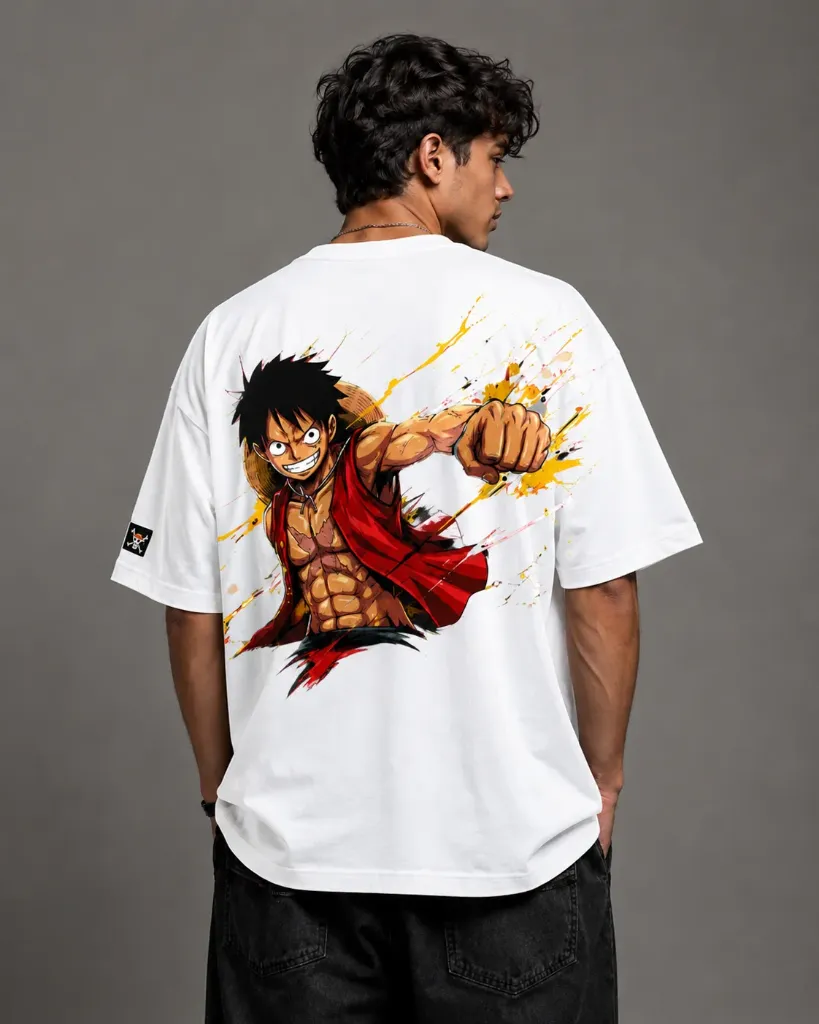 [Monkey-White-Small] Monkey D. Luffy Oversize Tshirt (Small, White)