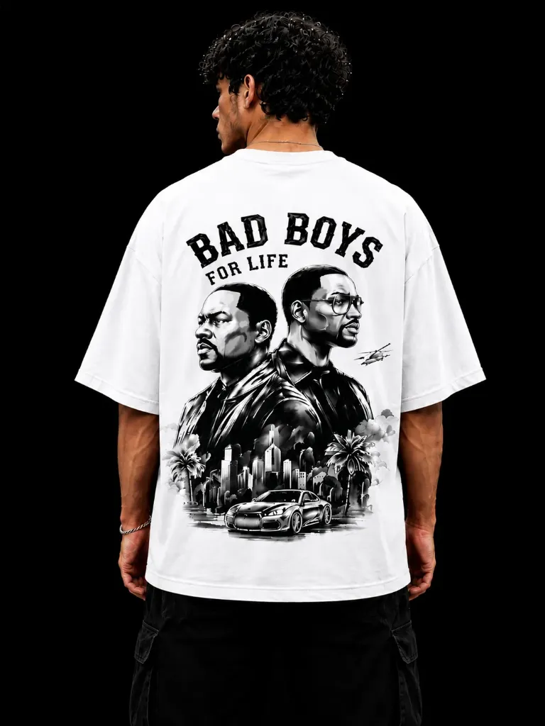 [Bad-White-Small] Bad Boys Oversize Tshirt (White, Small)