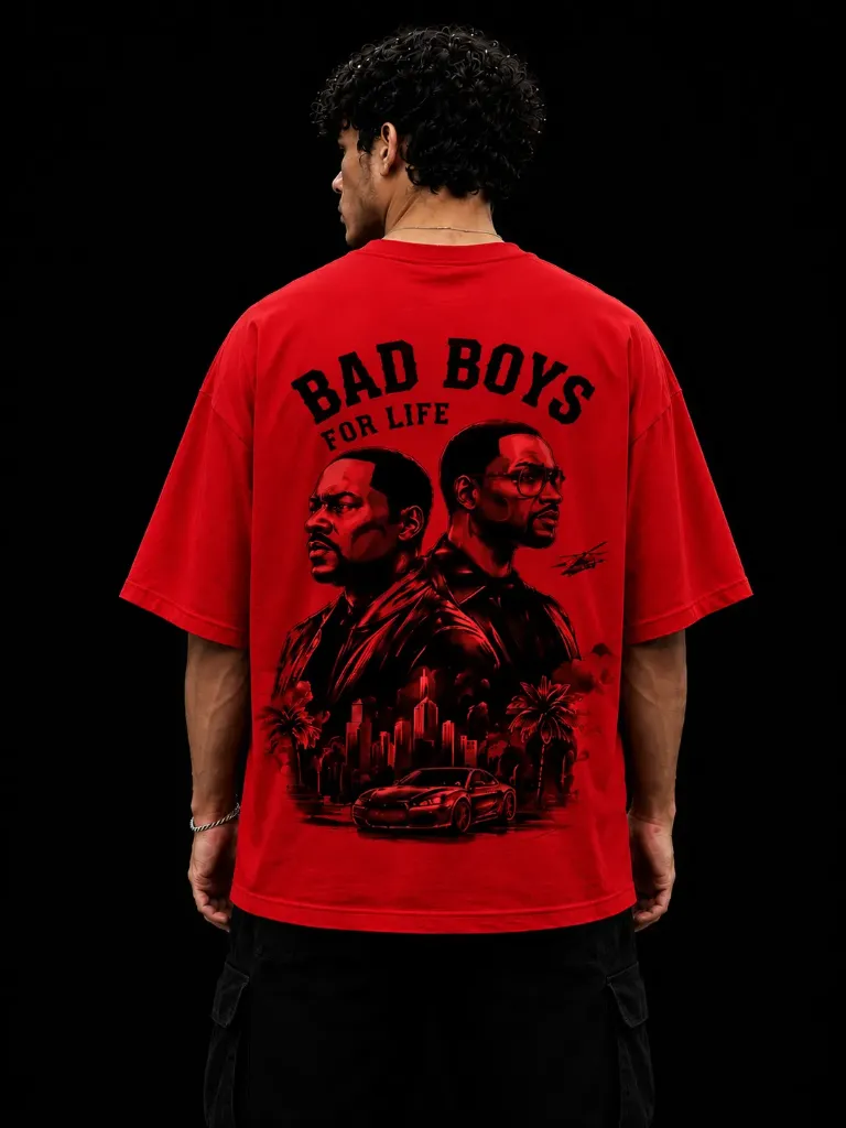 [Bad-Red-Small] Bad Boys Oversize Tshirt (Red, Small)