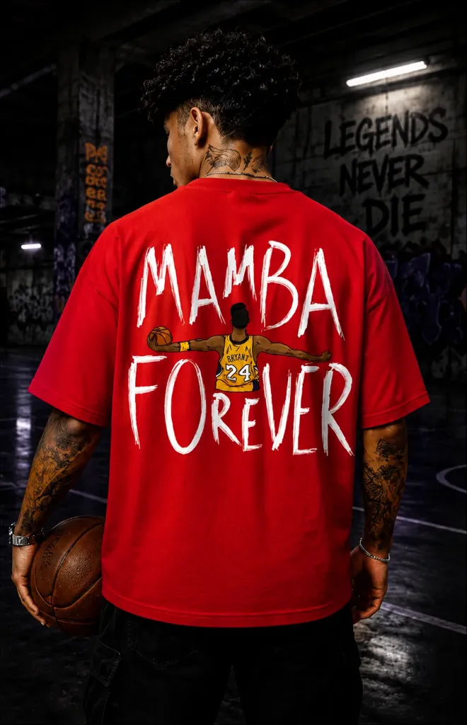 [Mamba-Red-Small] Mamba Forever - Kobe Oversize tshirt (Red, Small)