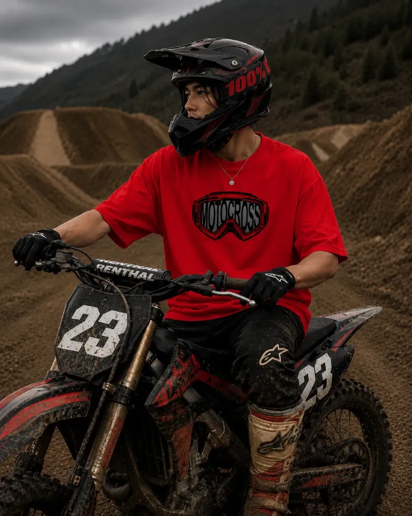 [Biker-Red-Small] Biker Oversize Tshirt (Red, Small)